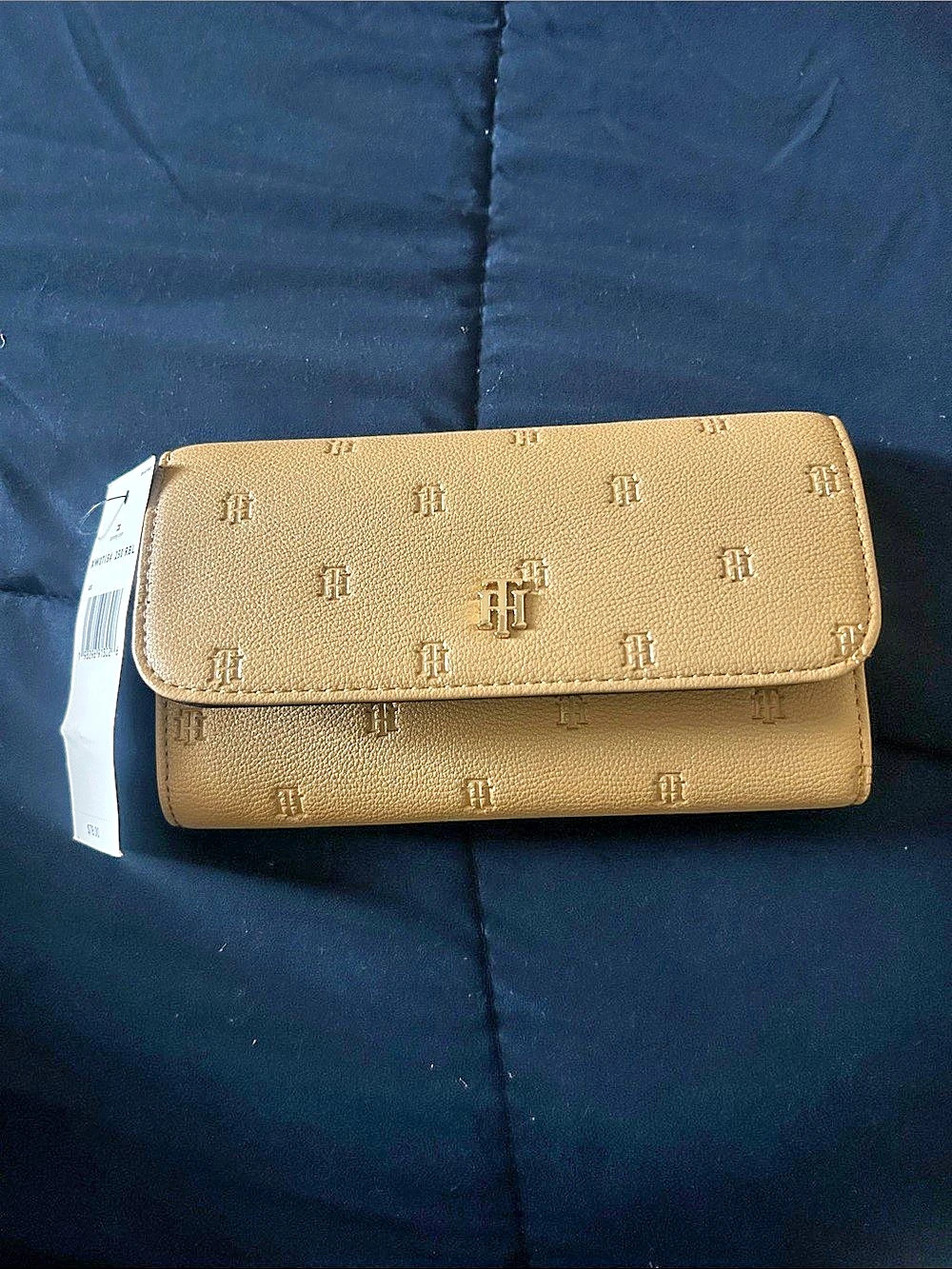 Tommy Hilfiger Allover Monogram Large Flap Wallet Brown NWT